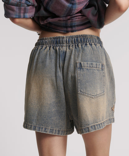 Boxer Low Waist Denim Shorts - Island Blue