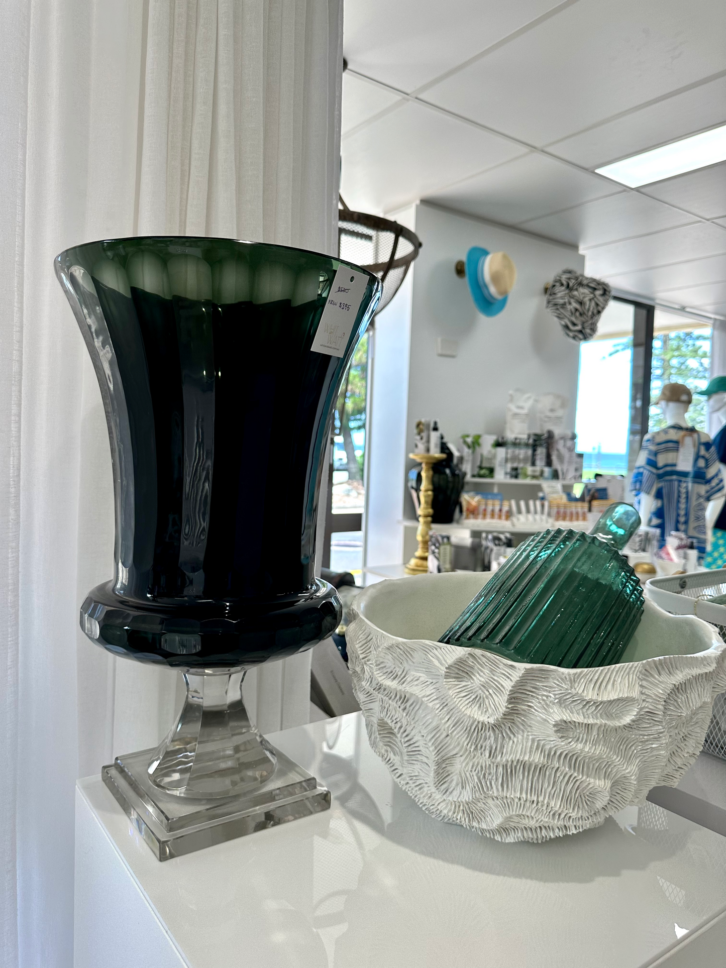 Deep Emerald Green Black Finished Vase