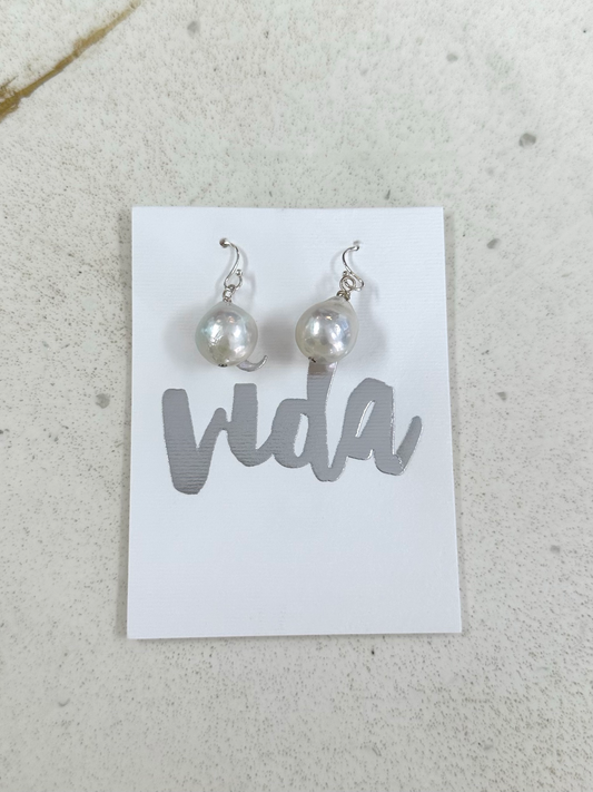 Large Pearl Earrings (Silver)