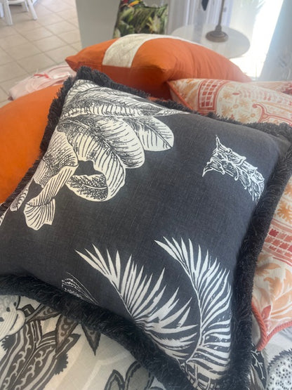 Designer cushion with fringing