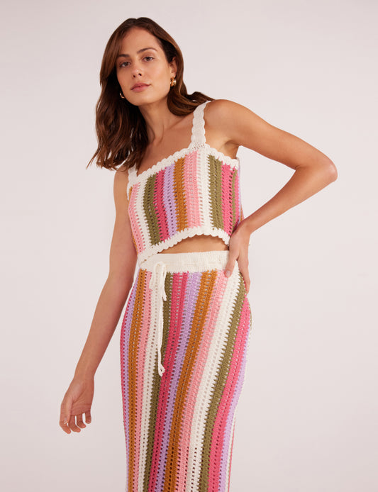 LITO STRIPE CROCHET MIDI SKIRT