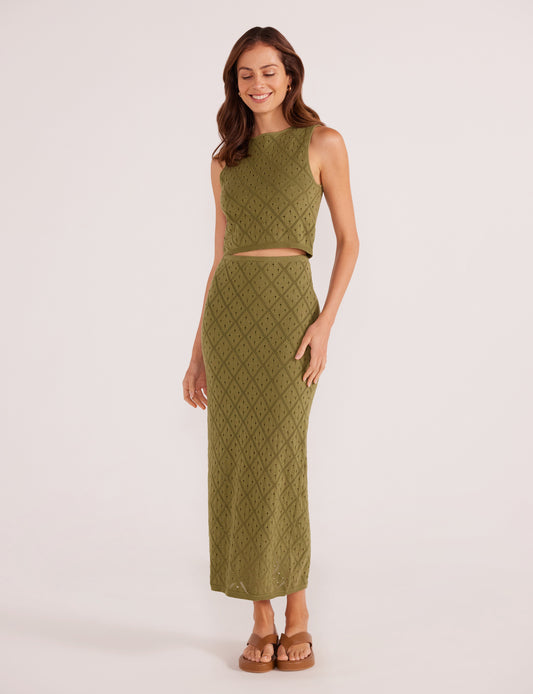 SOLANO DIAMOND KNIT MIDI SKIRT