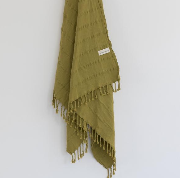 STONEWASHED TURKISH TOWEL | MUSTARD GREEN