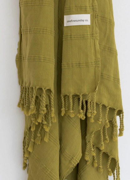 STONEWASHED TURKISH TOWEL | MUSTARD GREEN