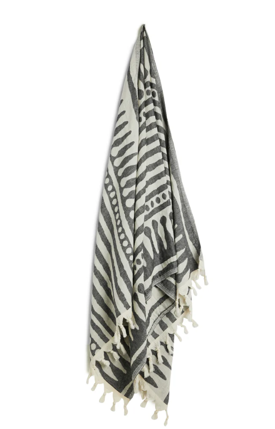 Tribal Stripe Turkish Towel Black & Cream