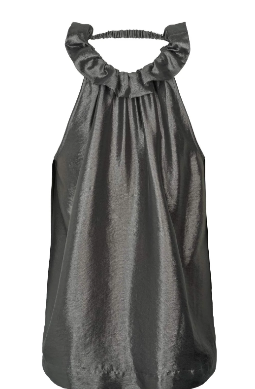 Hali Hammered metal halter top I Gun metal