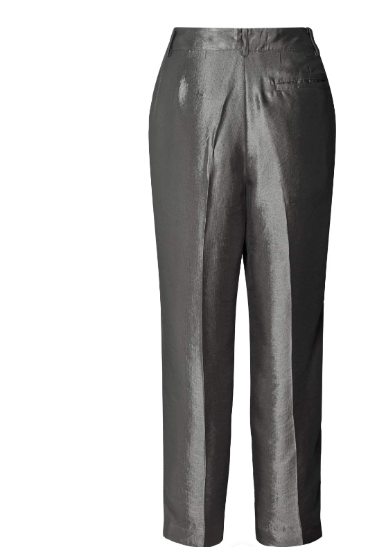 Nura Hammered metal slim pant I Gun metal