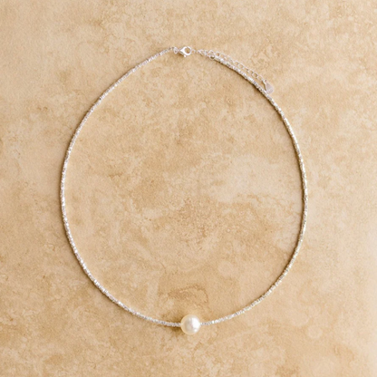 ALOHA, silver pearl necklace