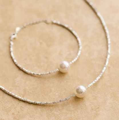 ALOHA, silver pearl necklace