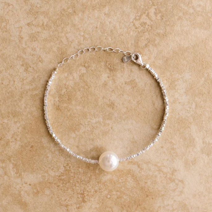 ALOHA, silver pearl bracelet