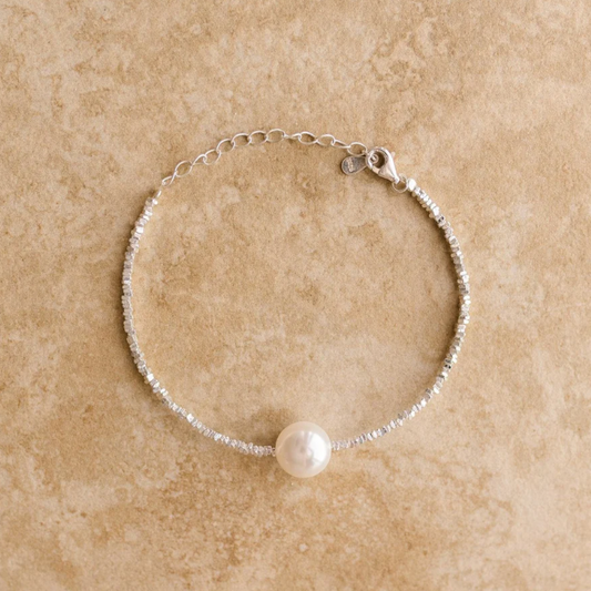 ALOHA, silver pearl bracelet