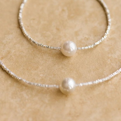 ALOHA, silver pearl bracelet