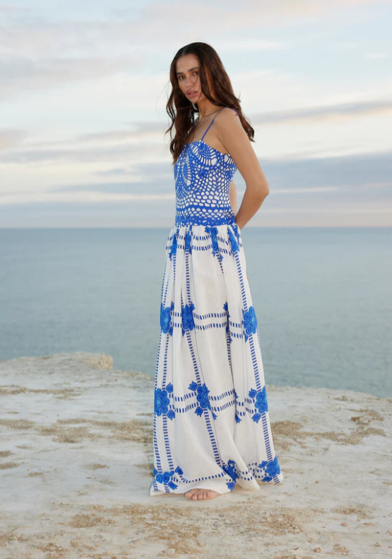 CORDELIA DRESS IN MEDITERRANEAN/FOAM