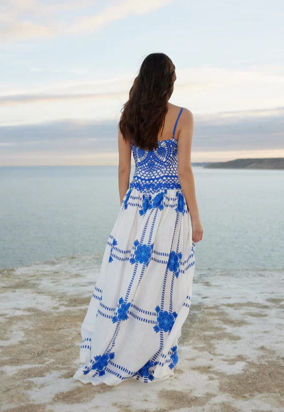 CORDELIA DRESS IN MEDITERRANEAN/FOAM