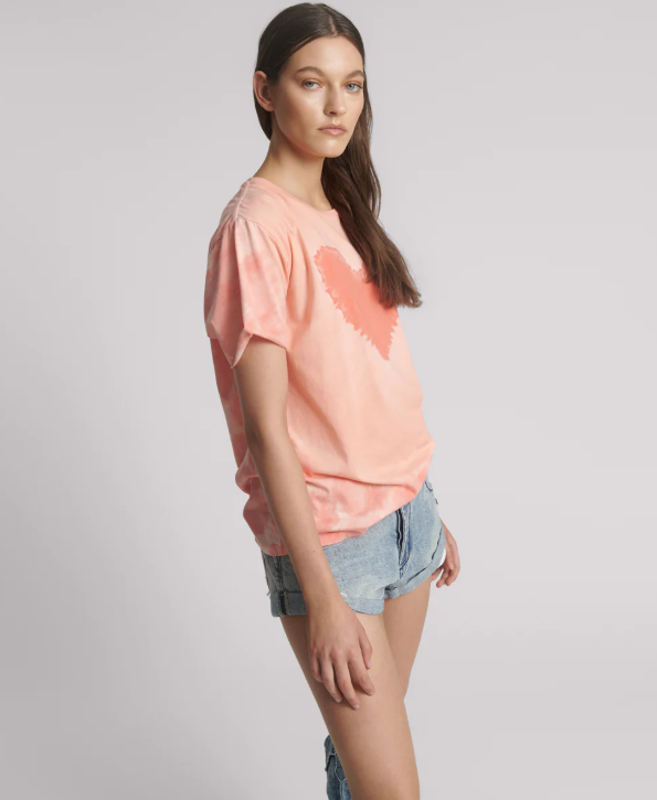 Heart Throb Tie Dye Boyfriend Tee - Coral Pink